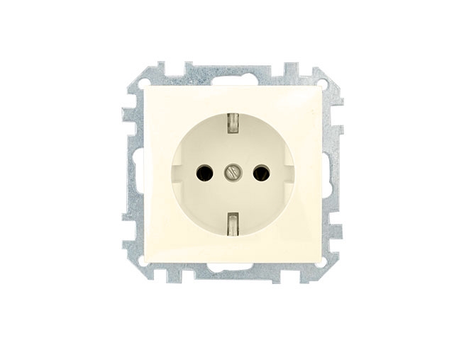 Розетка 1-ая (скрытая, с/з) бежевая, Стиль, BYLECTRICA