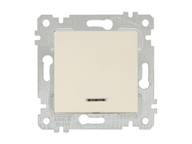 Выключатель 1-клав. (с подсветкой, скрытый, без рамки, винт. зажим) кремовый, RITA, MUTLUSAN (10 A, 250 V, IP 20)