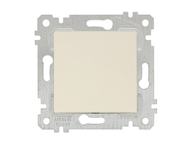 Выключатель 1-клав. (скрытый, без рамки, винт. зажим) кремовый, RITA, MUTLUSAN (10 A, 250 V, IP 20)