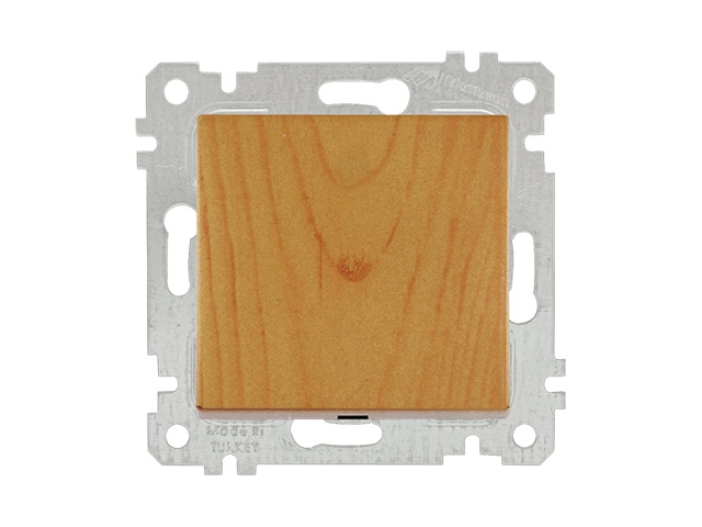 Выключатель 1-клав. (скрытый, без рамки, пруж. зажим) дуб, RITA, MUTLUSAN (10 A, 250 V, IP 20)