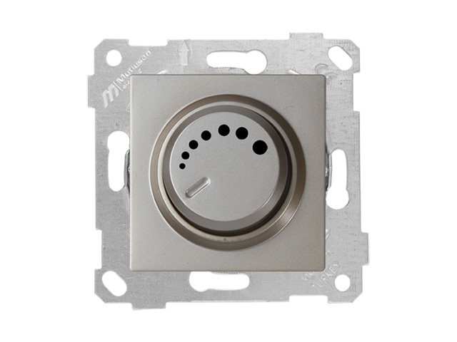 Выключатель поворотный (диммер) (скрытый, без рамки, винт. зажим, 1000Вт) титан, RITA, MUTLUSAN (220VAC, 100 - 1000VA,  50 Hz, IP20)