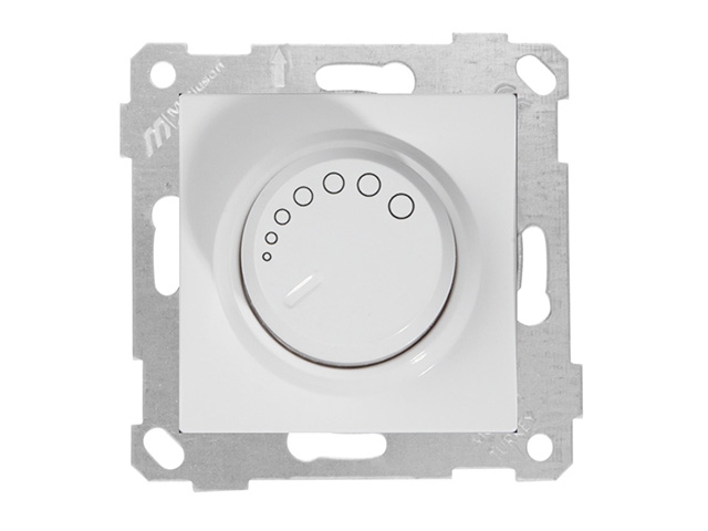 Выключатель поворотный (диммер) (скрытый, без рамки, винт. зажим, 600Вт) белый, RITA, MUTLUSAN (220VAC, 60 - 600VA,  50 Hz, IP20)