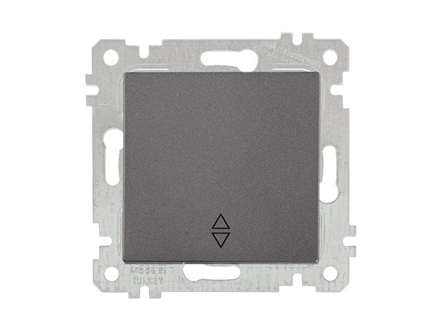 Выключатель проходной 1-клав. (скрытый, без рамки, винт. зажим) дымчатый,, RITA, MUTLUSAN (10 A, 250 V, IP 20)