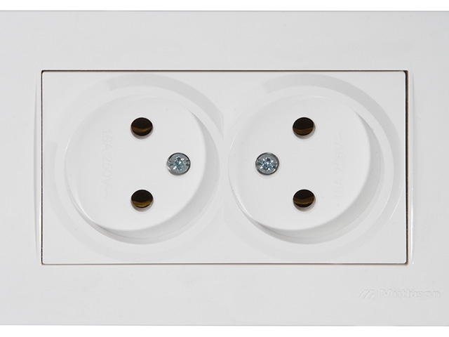 Розетка 2-ая (скрытая, б/з) белая, RITA, MUTLUSAN (16 A, 250 V, IP 20)