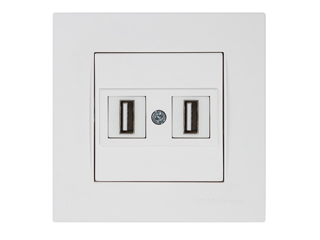 Розетка компьютерная 2хUSB (скрытая) белая, RITA, MUTLUSAN (2xUSB 2.0 port, highspeed, 480Mps, 60Mb/sec)