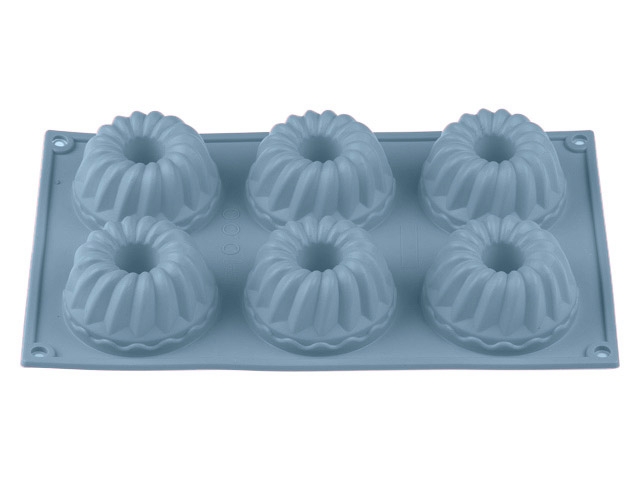 Форма для выпечки, силиконовая, прямоуг. на 6 кексов, 28.5 х 17.5 х 4 см, BLUESTONE, PERFECTO LINEA (тренд цвета 2020)