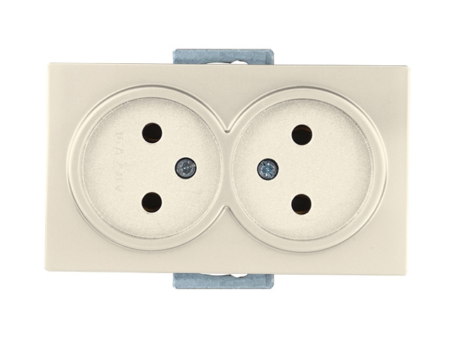 Розетка 2-ая (скрытая, б/з, керамика) кремовая, DARIA, MUTLUSAN (16 A, 250 V, IP 20)