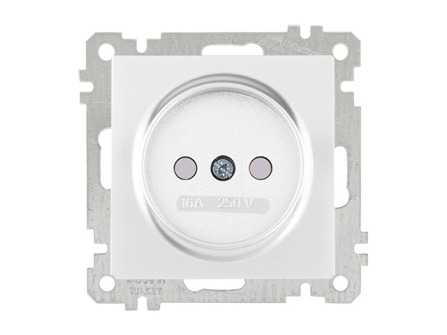 Розетка 1-ая (скрытая, без рамки, б/з, шторки) белая, DARIA, MUTLUSAN (16 A, 250 V, IP 20)