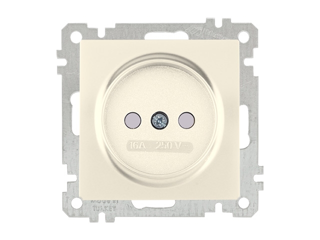 Розетка 1-ая (скрытая, без рамки, б/з, шторки) кремовая, DARIA, MUTLUSAN (16 A, 250 V, IP 20)