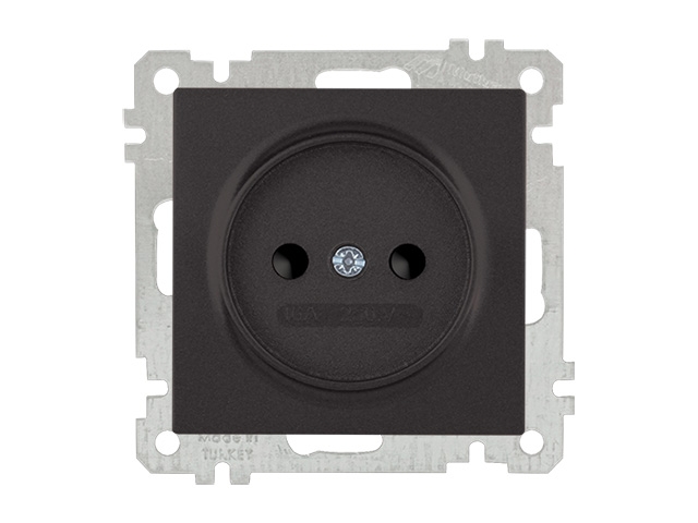 Розетка 1-ая (скрытая, без рамки, б/з, шторки) черная, DARIA, MUTLUSAN (16 A, 250 V, IP 20)