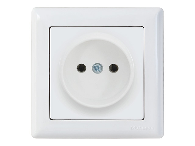 Розетка 1-ая (скрытая, б/з) белая, DARIA, MUTLUSAN (16 A, 250 V, IP 20)