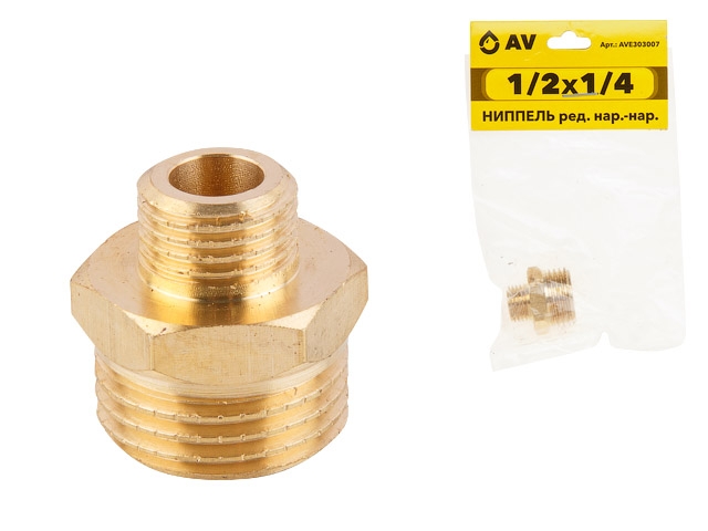 Ниппель ред. нар.-нар. 1/2X1/4, AV Engineering