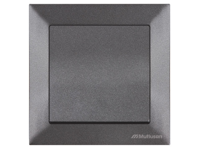 Выключатель 1-клав. (скрытый, винт. зажим) дымчатый, DARIA, MUTLUSAN (10 A, 250 V, IP 20)