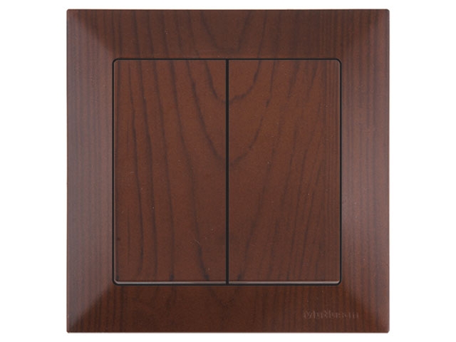 Выключатель 2-клав. (скрытый, пруж. зажим) орех, DARIA, MUTLUSAN (10 A, 250 V, IP 20)