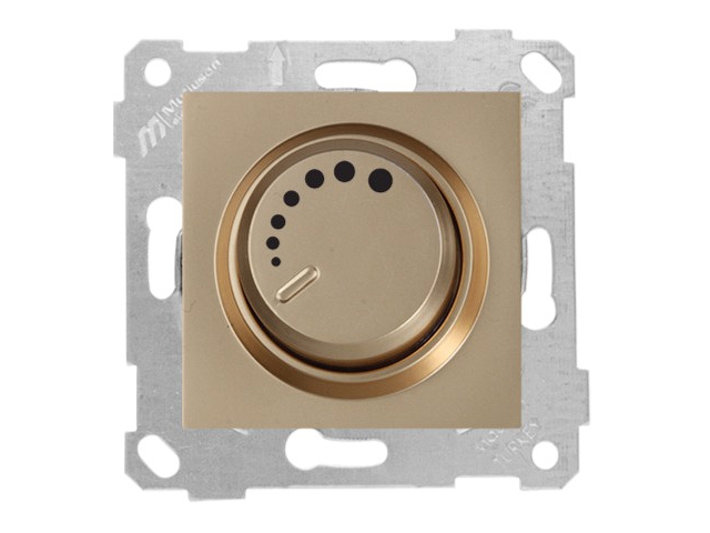 Выключатель поворотный (диммер) (скрытый, без рамки, винт. зажим, 600Вт) золото, RITA, MUTLUSAN (220VAC, 60 - 600VA,  50 Hz, IP20)