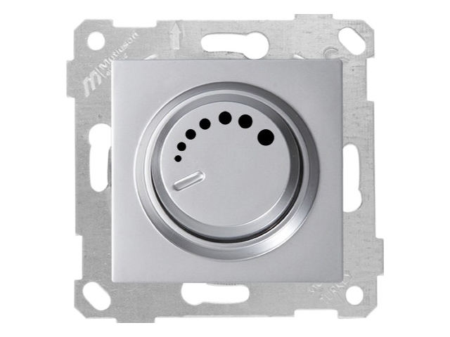 Выключатель поворотный (диммер) (скрытый, без рамки, винт. зажим, 600Вт) серебро, RITA, MUTLUSAN (220VAC, 60 - 600VA,  50 Hz, IP20)