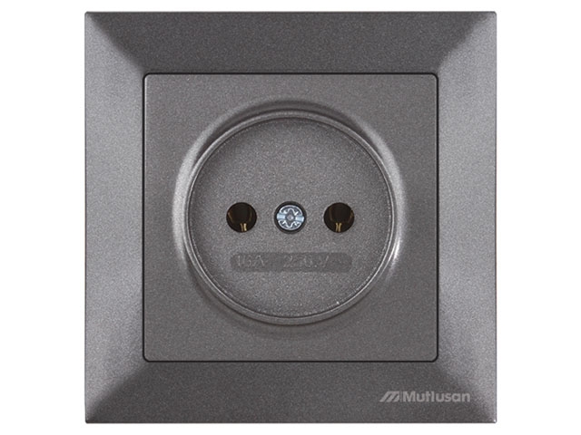 Розетка 1-ая (скрытая, б/з) дымчатая, DARIA, MUTLUSAN (16 A, 250 V, IP 20)