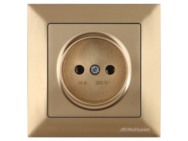 Розетка 1-ая (скрытая, б/з) золото, DARIA, MUTLUSAN (16 A, 250 V, IP 20)