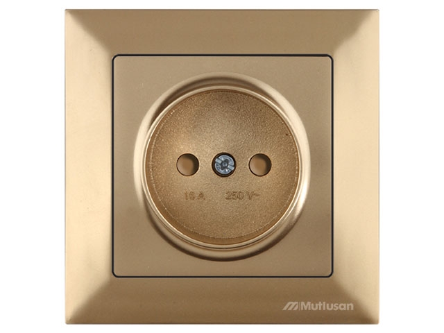 Розетка 1-ая (скрытая, б/з, шторки) золото, DARIA, MUTLUSAN (16 A, 250 V, IP 20)