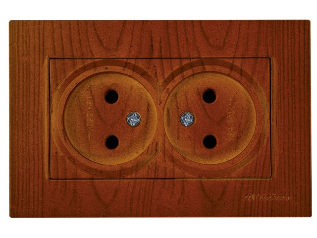 Розетка 2-ая (скрытая, б/з) вишня, RITA, MUTLUSAN (16 A, 250 V, IP 20)