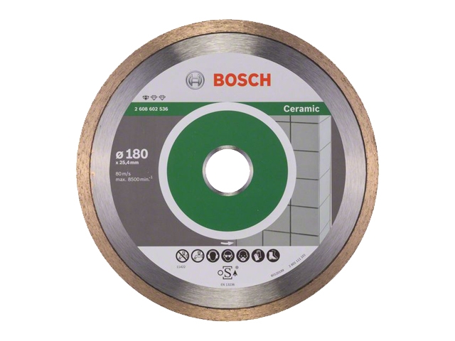 Алмазный круг 180х25.4 мм по керамике сплошн. STANDARD FOR CERAMIC BOSCH (сухая/мокрая резка)