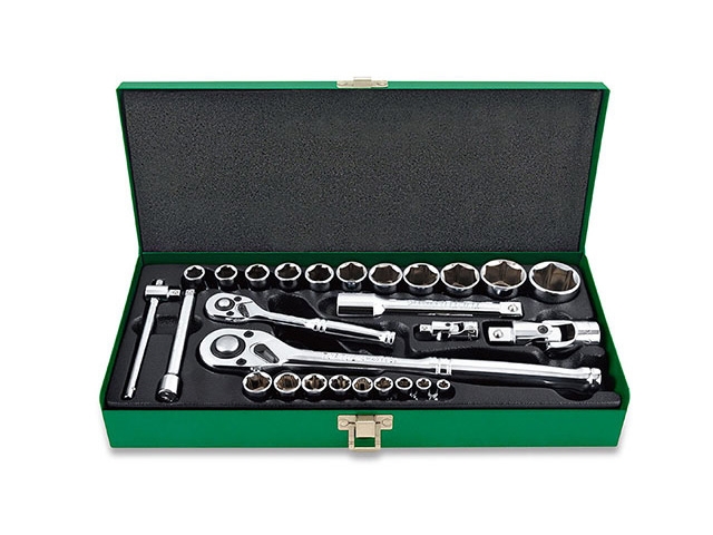 Набор головок 1/4" 1/2" 27предм. 6гр. метал.кейс TOPTUL (GCAD2802)