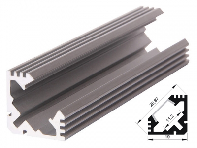 Профиль для светодиодной ленты угловой PAL 1919 (2м) JAZZWAY (для комплекта необходимо приобрести Рассеиватель защелкивающийся МАТОВЫЙ для профиля PAL