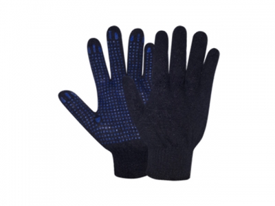 Перчатки х/б с ПВХ "Точка", 7,5класс,черные, РБ (42гр)
