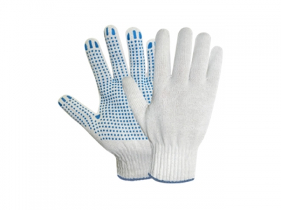 Перчатки х/б с ПВХ "Точка", 10класс, белые, РБ (42гр)