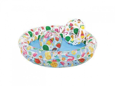 Надувной детский бассейн Фруктовый, 122х25 см + надувн. мяч 51 см, надувн. круг 51 см, INTEX (от 2 лет)