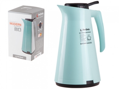 Кофейник (кофе пот) вакуумный, 1 л, Modern, бирюзовый, PERFECTO LINEA (Кувшин-термос в индивидуальной упаковке)