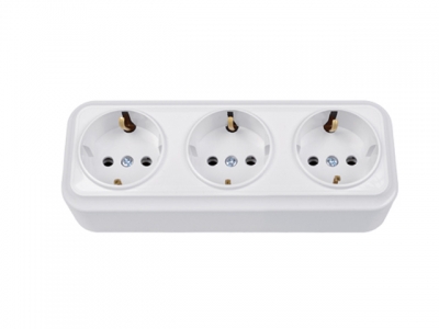 Розетка 3-ая (открытая, с/з) бежевая, Вариант, Bylectrica