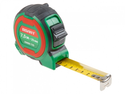 Рулетка  7,5м/25мм двухкомпон. корп. ВОЛАТ (быт.) (TPR покрытие корпуса  УФ кольцо на корпусе рулетки)