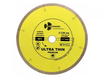 Алмазный круг 230х25,4мм по керамике сплошн.ультратонкий Hot Press (1.7мм) (TRIO-DIAMOND)