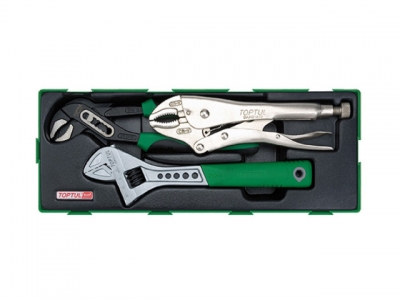 Набор-сет плоскогубцы перест., зажим, ключ разводн. 3предм. TOPTUL (GTA0315)