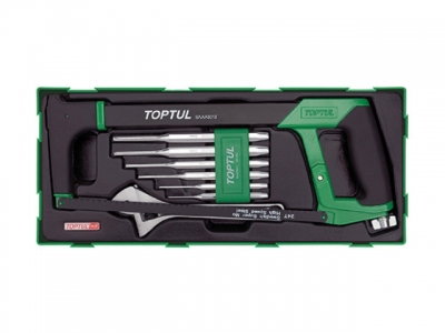 Набор-сет ножовка, разводной ключ 8", выколотки 8предм. TOPTUL (GTB0808)