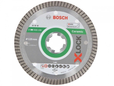 Алмазный круг 125х22 мм по керамике Turbo X-LOCK Best for Ceramic Extraclean BOSCH (сухая резка, подходит для всех типов УШМ)