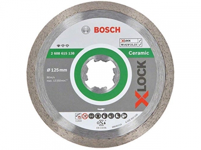 Алмазный круг 125х22,23 мм по керамике сплошн. X-LOCK Standard for Ceramic BOSCH (сухая резка, подходит для всех типов УШМ)