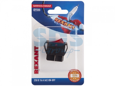 Выключатель клавишный 250V 16А (4с) ON-OFF красный с подсветкой (инд.уп.) REXANT