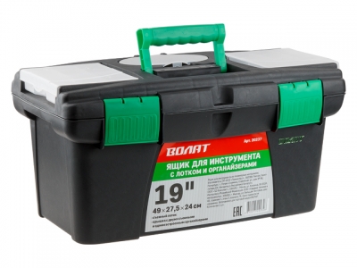 Ящик для инструмента пластмасс. 49x27,5x24 см (19") с лотком и органайз. 20237 ВОЛАТ