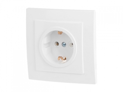 Розетка 1-ая (скрытая, с/з) белая, Стандарт, Юпитер (RS 16-133 Б) (ЮПИТЕР)