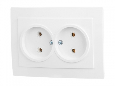 Розетка 2-ая (скрытая, б/з) белая, Стандарт, Юпитер (RS 16-237 Б) (ЮПИТЕР)