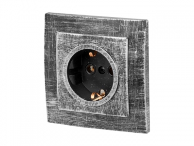 Розетка 1-ая (скрытая, с/з) серебро, Стандарт, Юпитер (RS 16-133 ЧС) (ЮПИТЕР)