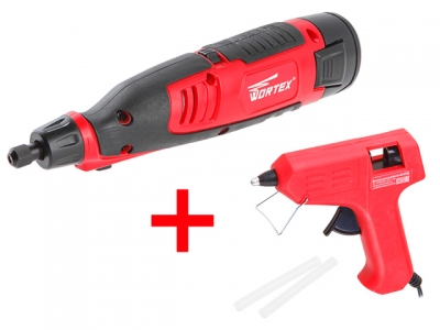 Гравер аккумуляторный WORTEX MG 1213 ELi в кор. + аксессуары + АКЦИЯ (Пистолет клеевой WORTEX GG 071 (Гравер аккум.WORTEX MG 1213 ELi + клеевой пистол