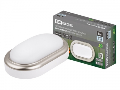 Светильник накладной LED ДПО "Антарес" 8Вт 4000К овал 168*100*58 мм мат.серебро IP54 TDM (пылебрызгозащищенный)