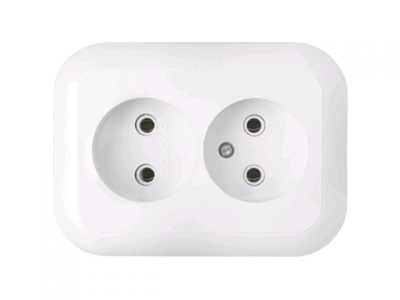 Розетка 2-ая (скрытая, б/з) белая, Гармония, BYLECTRICA