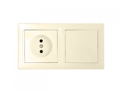 Блок выкл. 1 клав. + розетка (скрытая, б/з) бежевый, Стиль, BYLECTRICA