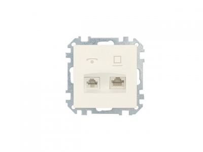 Розетка 2-ая комби телефонная+компьютерная (скрытая) бежевая, Стиль, BYLECTRICA