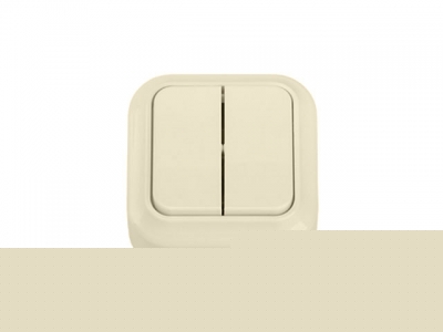 Выключатель 2 клав. (открытый, до 6А) бежевый, Вариант, BYLECTRICA