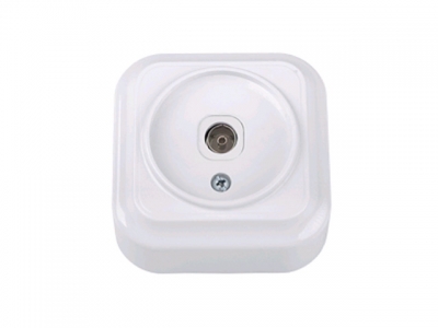 Розетка 1-ая телевизионная (открытая) белая, Вариант, BYLECTRICA